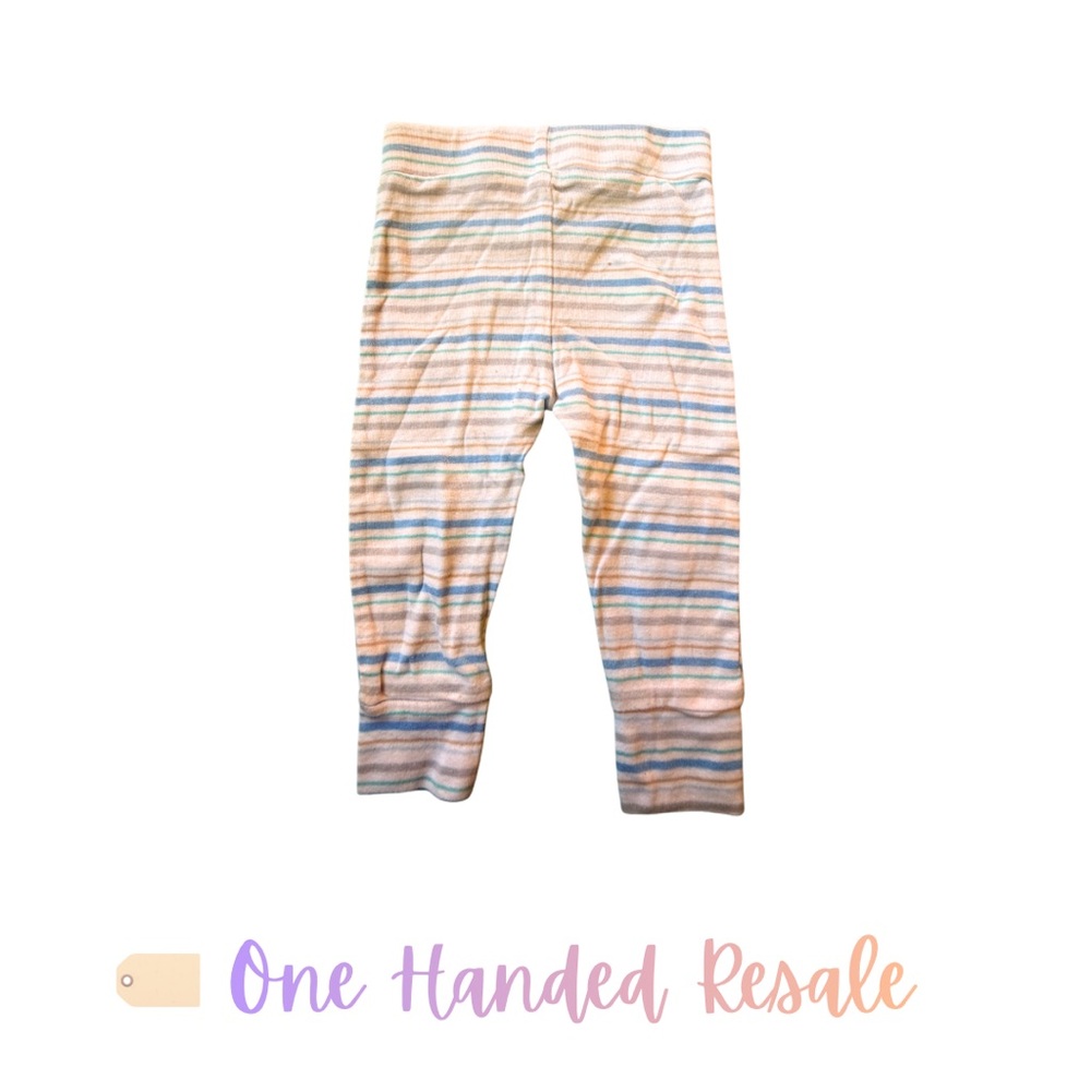 🦋 Wonder Nation Kids Blue White Brown Striped Baby Leggings Pants Stripes 3-6M